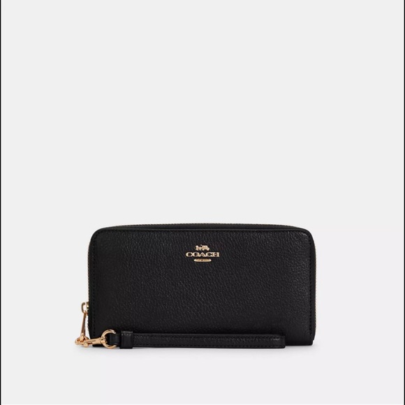 Coach Black Leather Zip Wallet